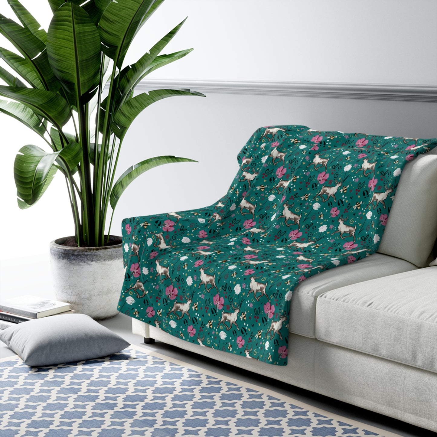 Arctic Cotton Caribou - Sherpa Fleece Blanket