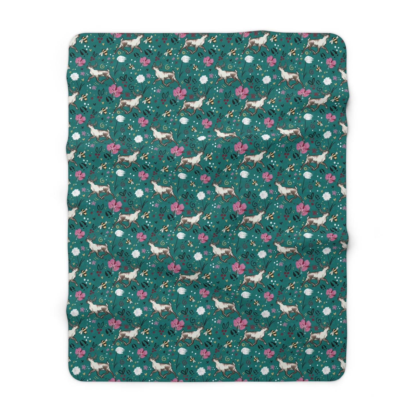 Arctic Cotton Caribou - Sherpa Fleece Blanket