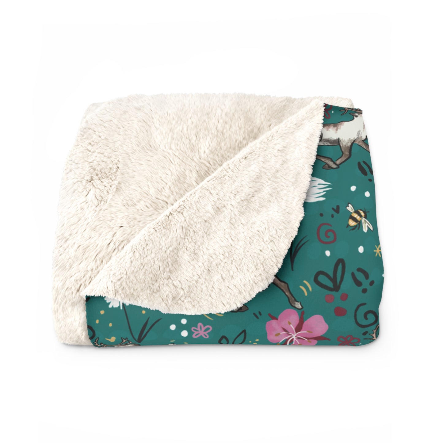Arctic Cotton Caribou - Sherpa Fleece Blanket