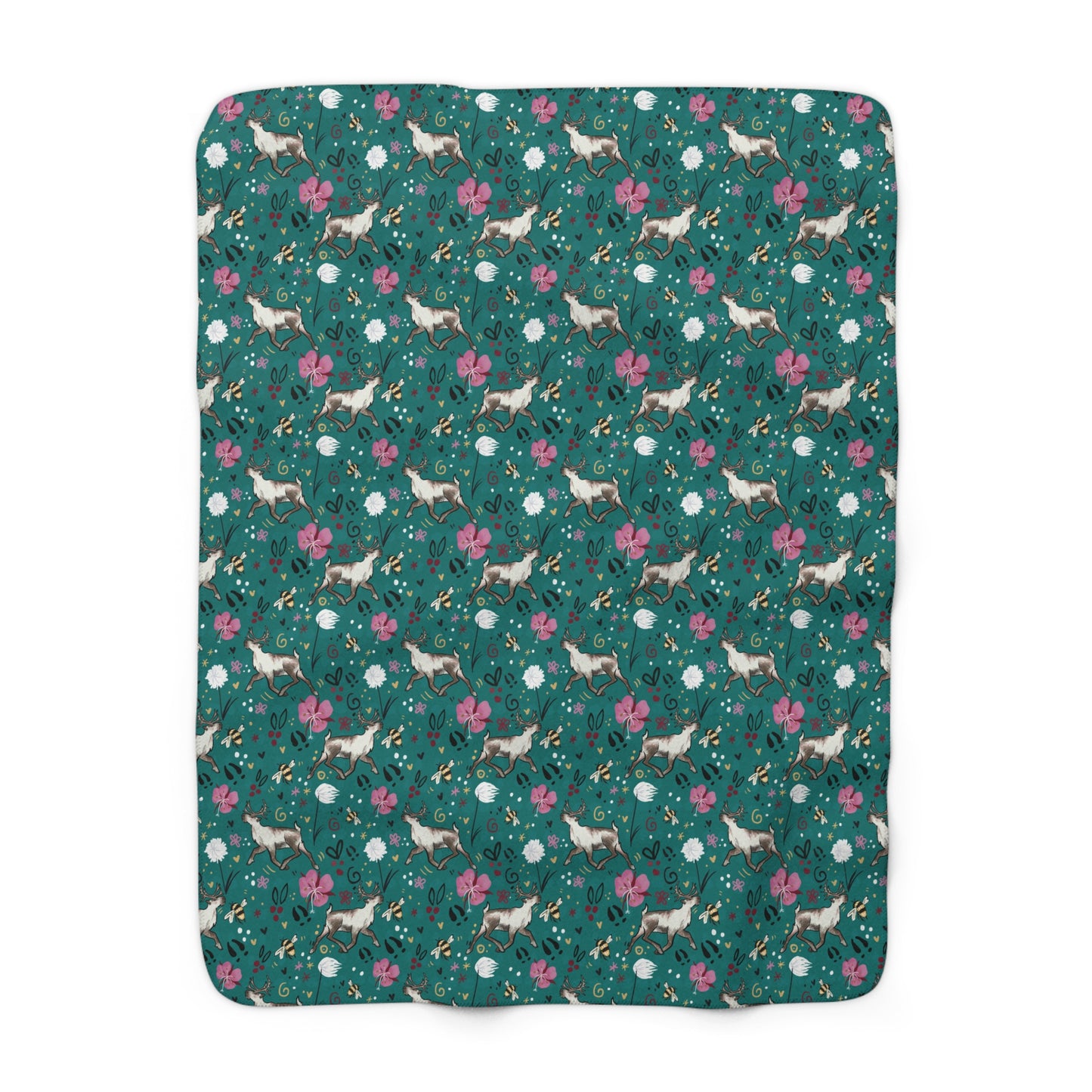 Arctic Cotton Caribou - Sherpa Fleece Blanket