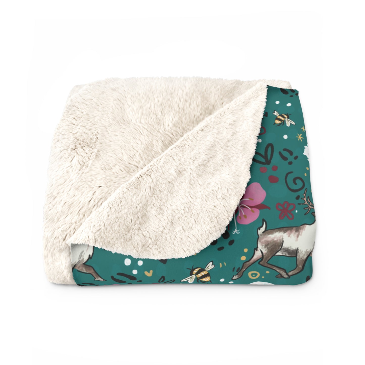Arctic Cotton Caribou - Sherpa Fleece Blanket