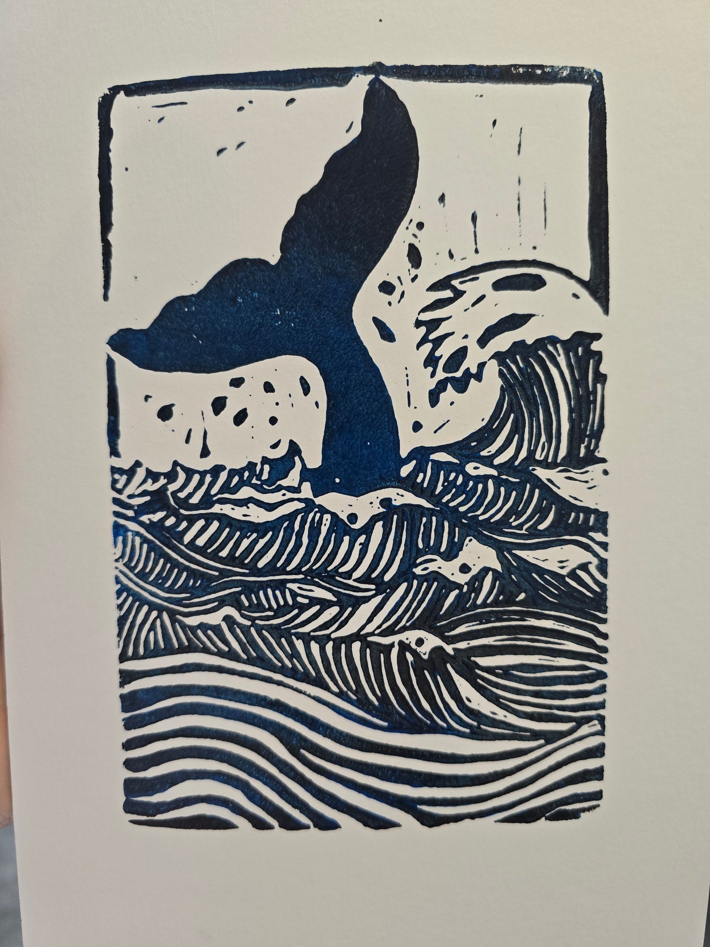 The whale - Linocut print limited edition