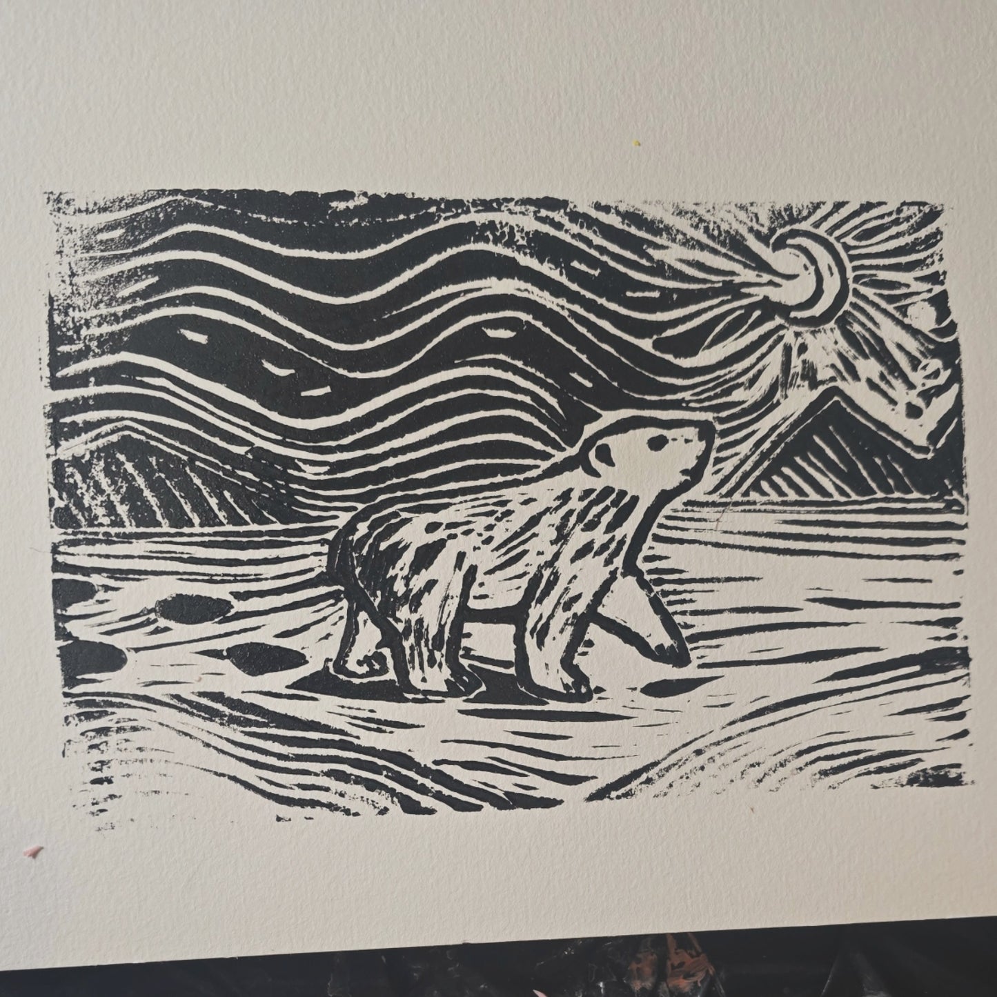 Polar bear Linocut Prints - Limited Edition