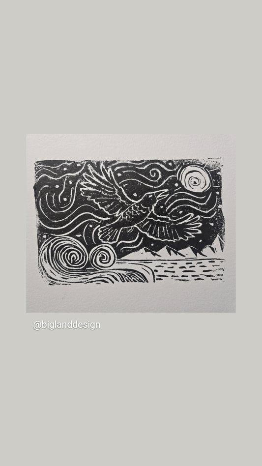 Raven Linocut Prints - Limited Edition