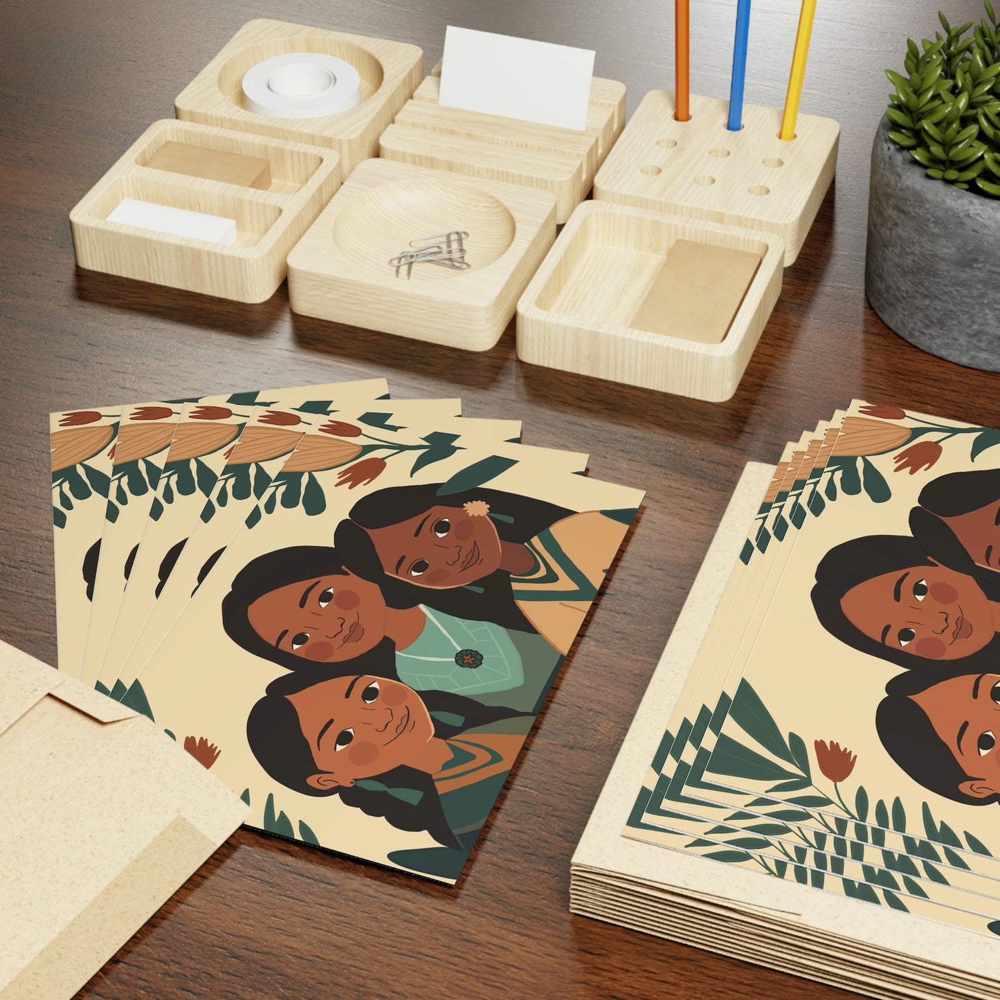Three sisters - Greeting Cards (1 or 10-pcs)